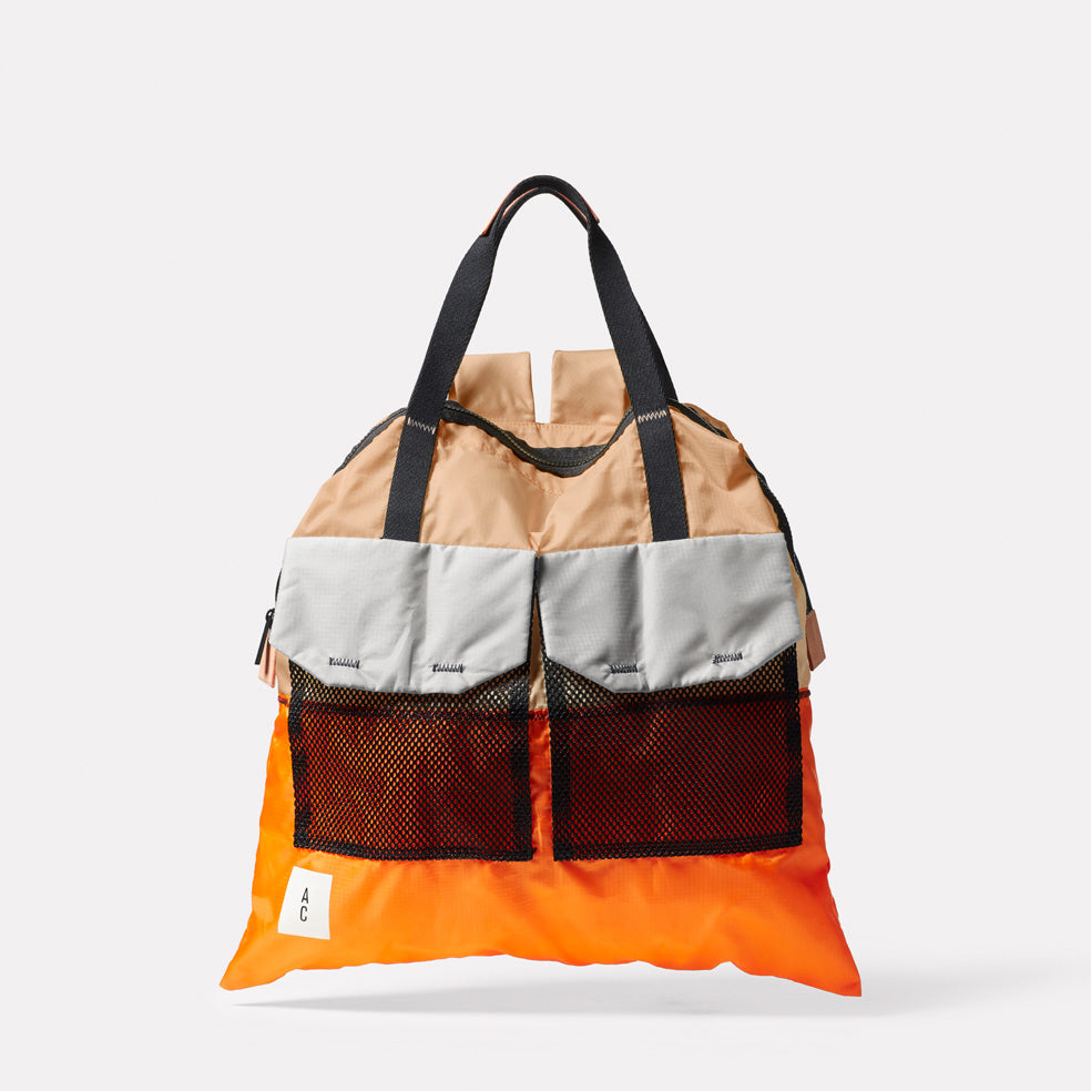 Hank Packable Zip Top Tote/Backpack in Orange