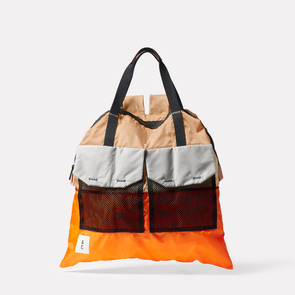 Hank Packable Zip Top Tote Backpack in Orange front