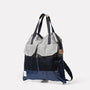 Hank Packable Zip Top Tote/Backpack in Navy and Grey side view