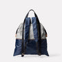 Hank Packable Zip Top Tote/Backpack in Navy and Grey back