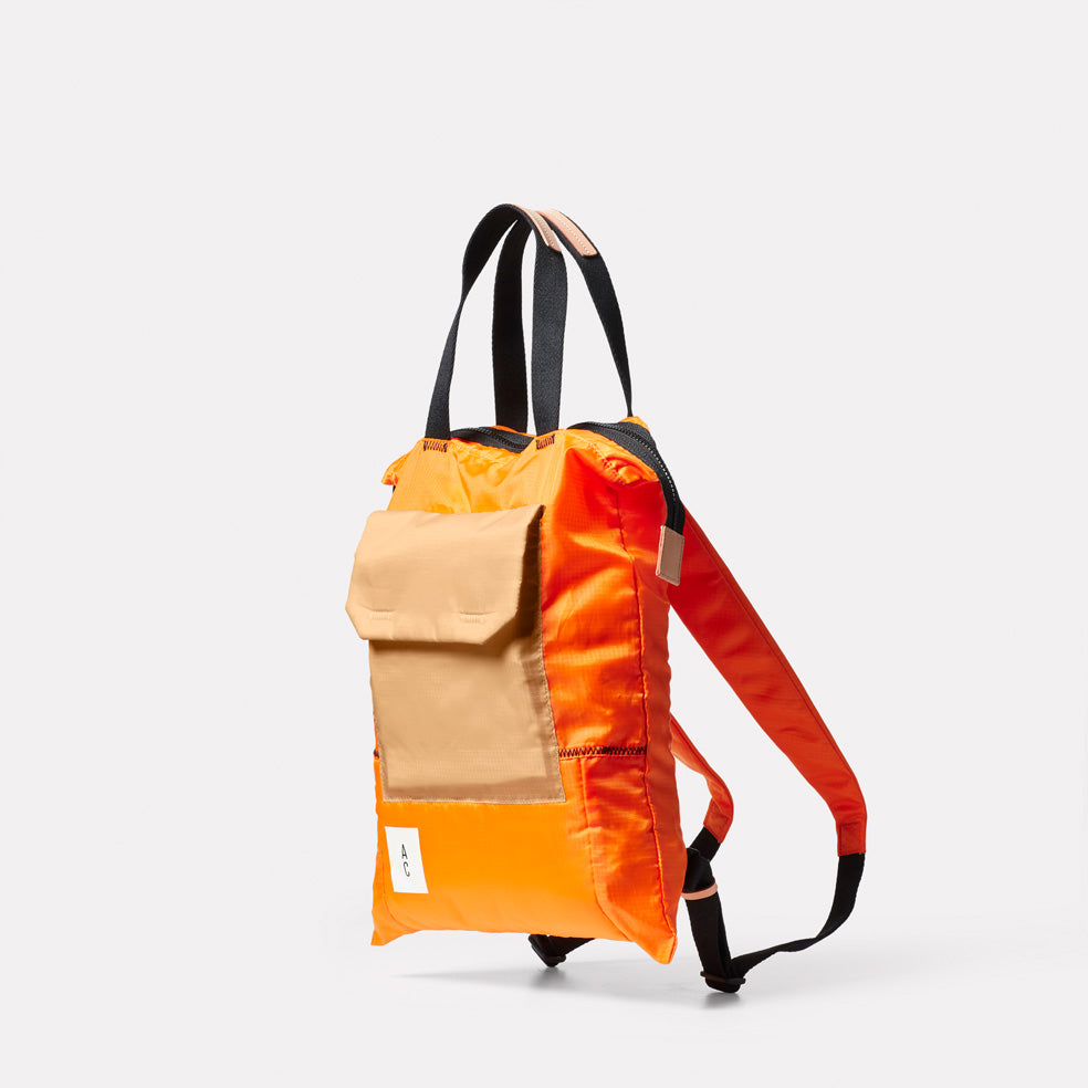 Harry Packable Zip Top Tote/Backpack in Orange
