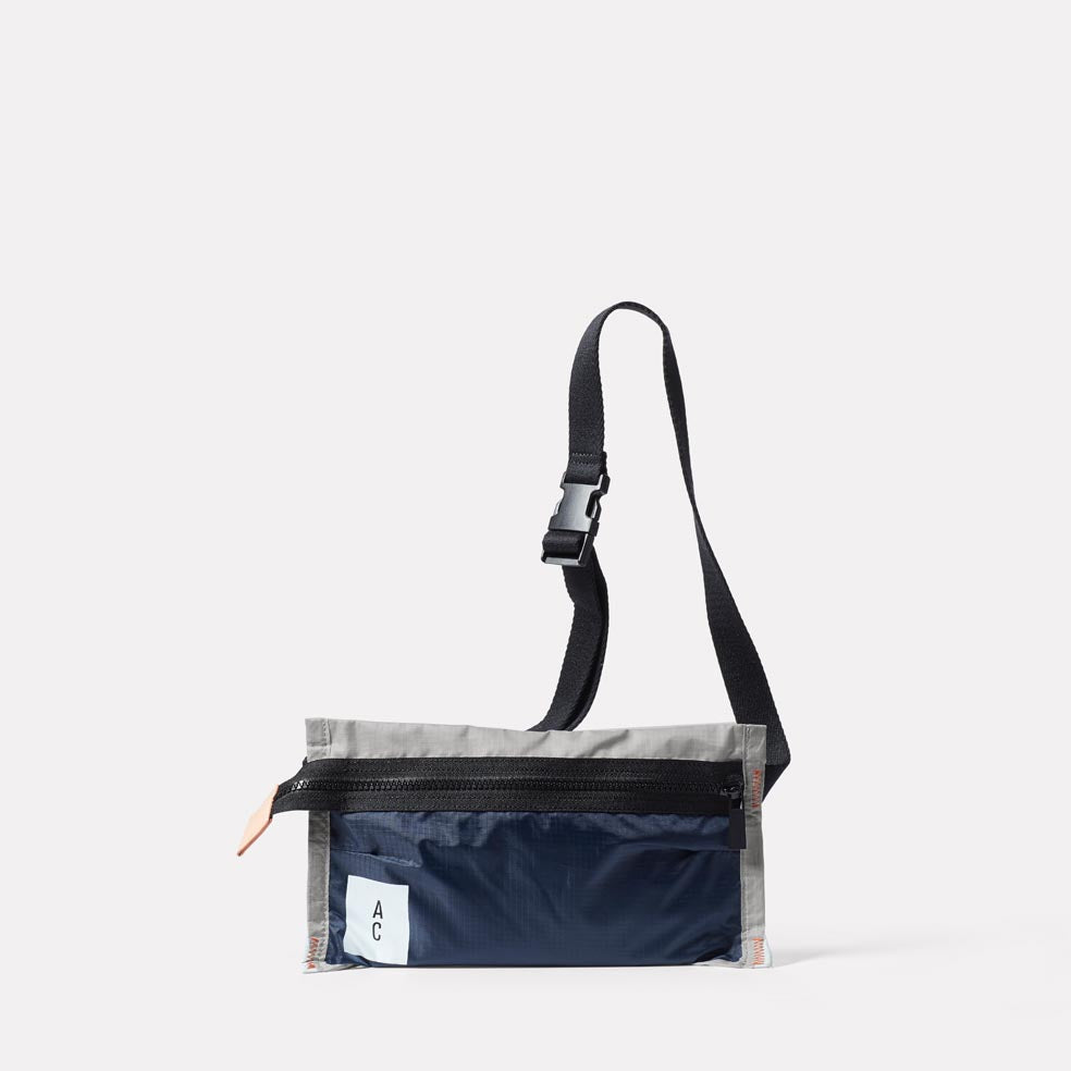 Herbert Packable Zip Top Belt Bag in Navy and Grey
