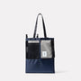 Herve Packable Pouch in Navy and Grey unfolded