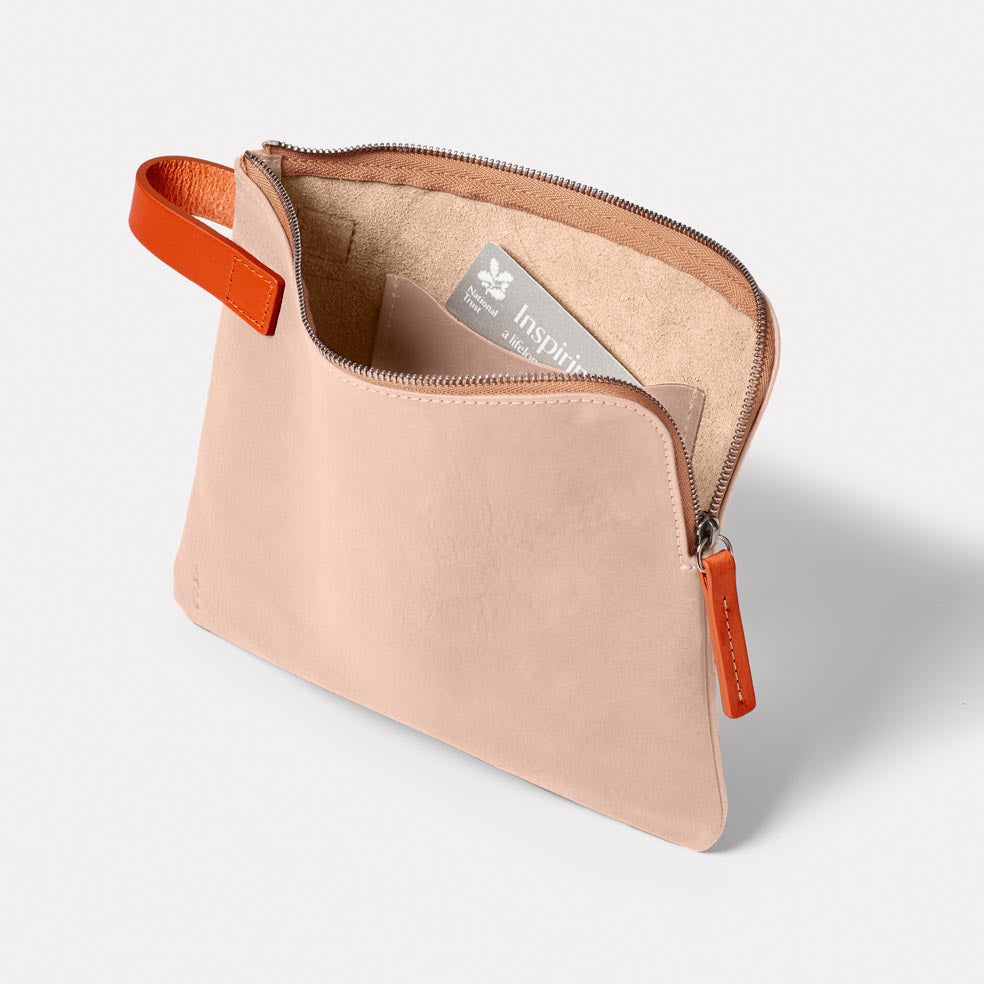 Hocker Tab Large Leather Purse in Light Pink