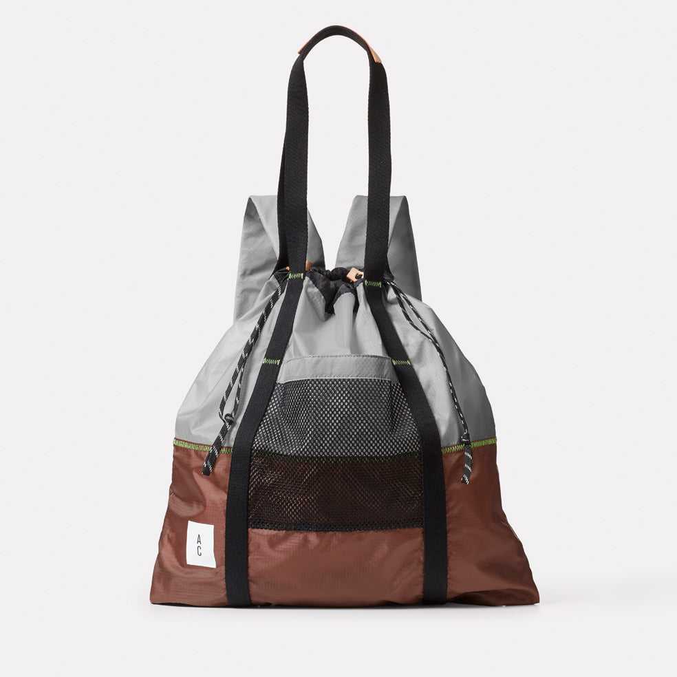 Harvey Packable Drawstring Tote/Backpack in Brown
