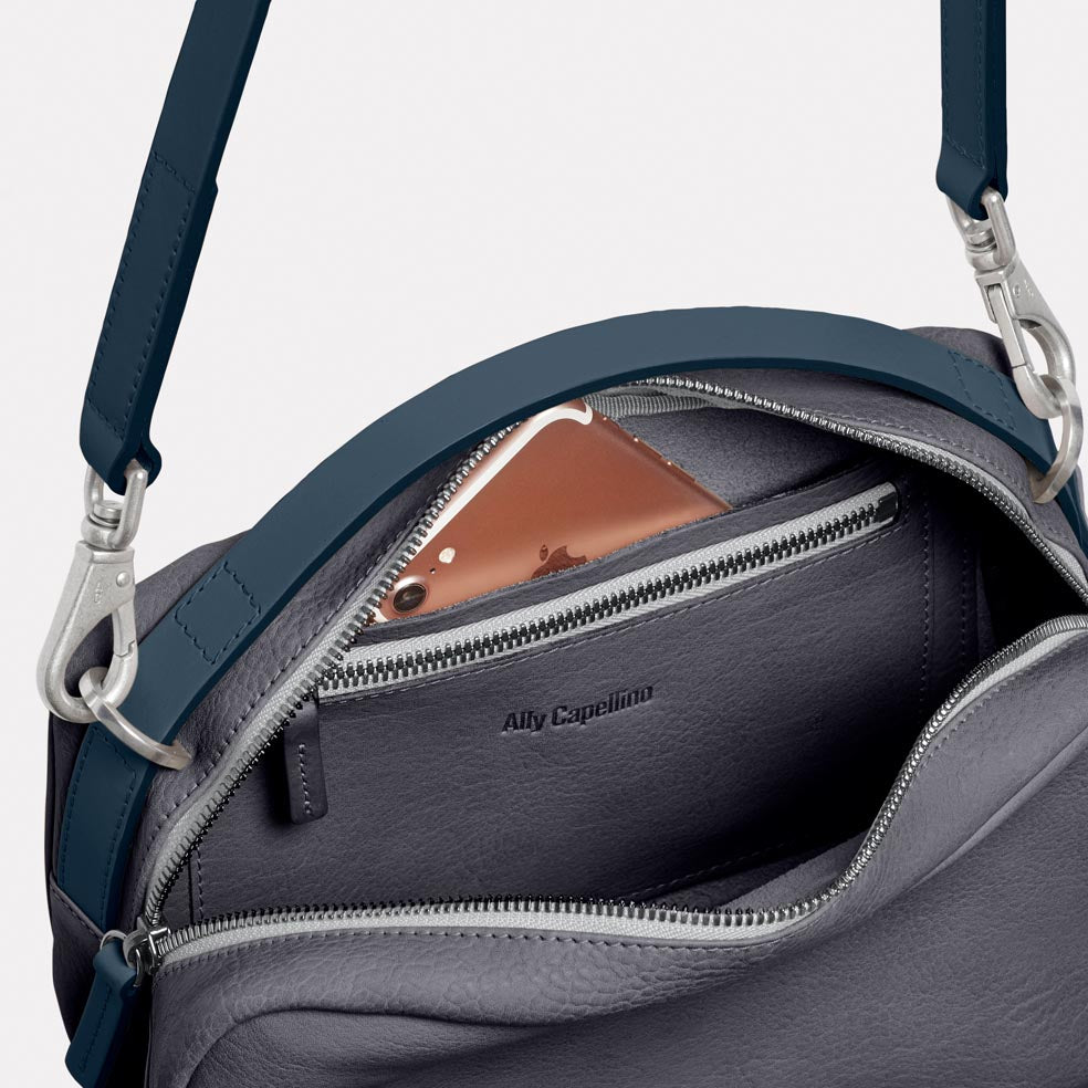 Leila Medium Calvert Leather Crossbody Bag in Dark Skies