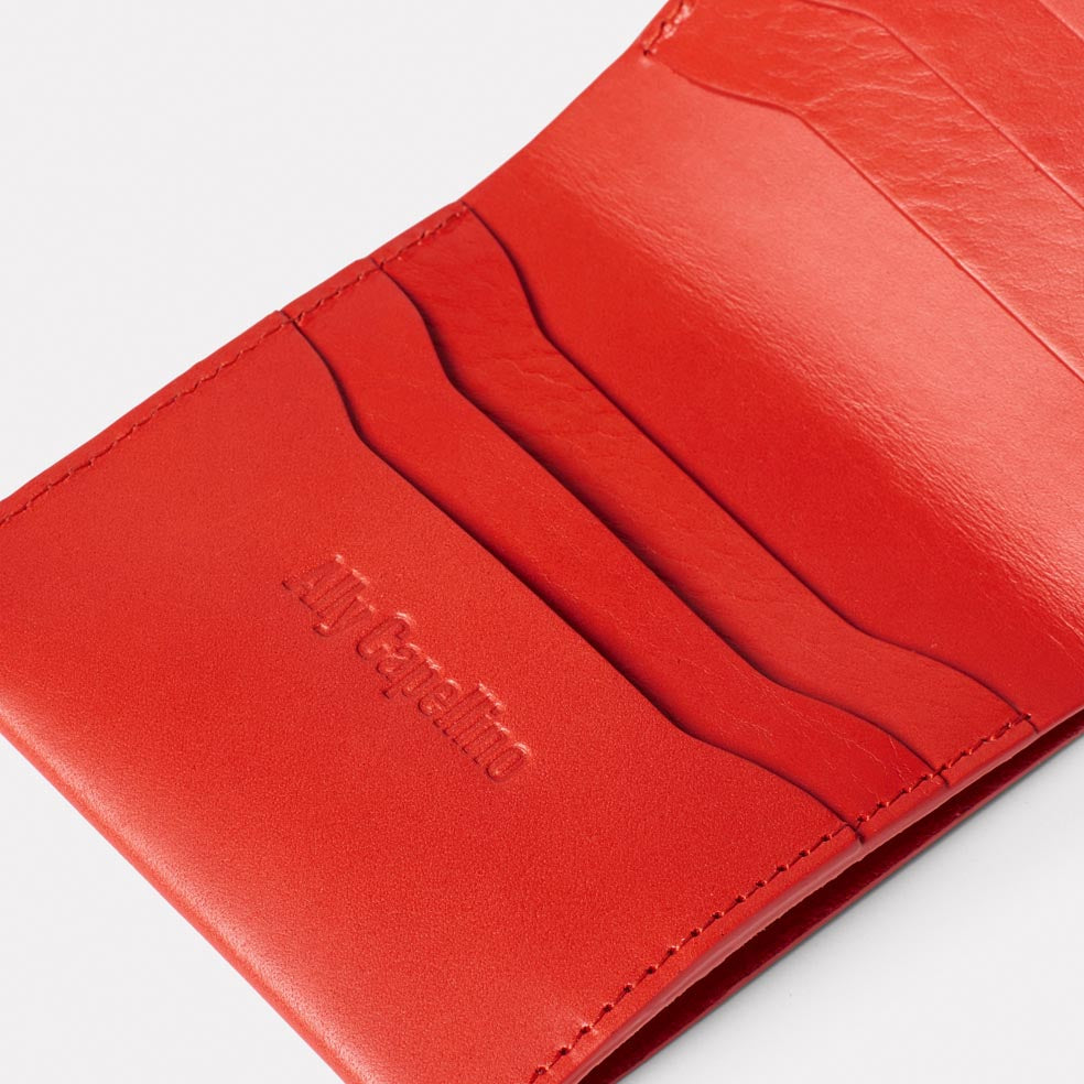 Oliver Leather Wallet in Tomato Red