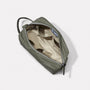 Simon Waxed Cotton Washbag in Army Green Inside