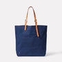 Natalie Waxed Cotton Tote Bag in Navy front