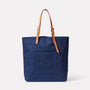 Natalie Waxed Cotton Tote Bag in Navy back
