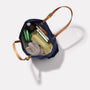 Natalie Waxed Cotton Tote Bag in Navy interior pockets