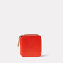 Axel Leather Zip Round Wallet in Tomato Front