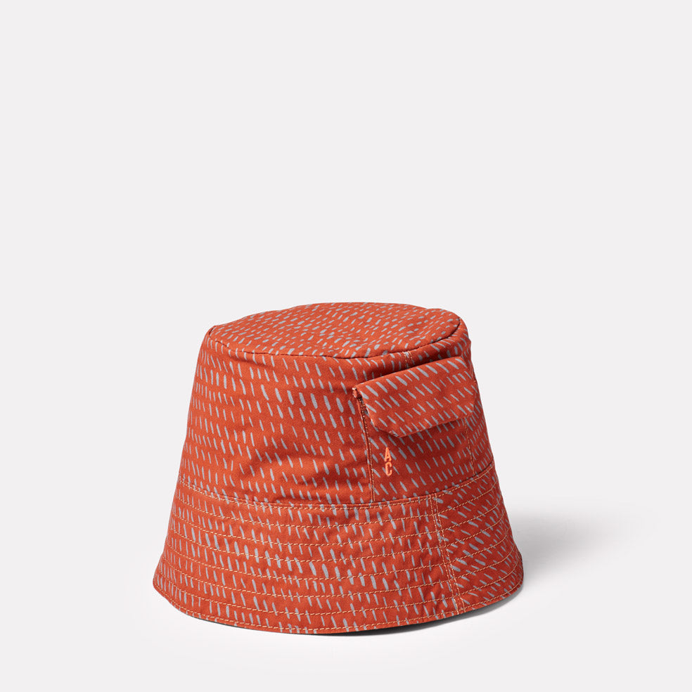 Bik Waxed Cotton Print Hat in Rust