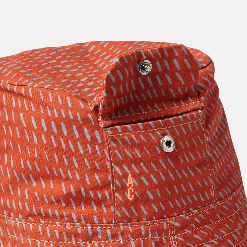 Bik Waxed Cotton Print Hat in Rust