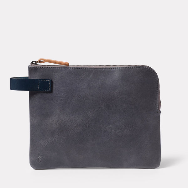 Hocker Tab Large Leather Purse in Dark Skies Front