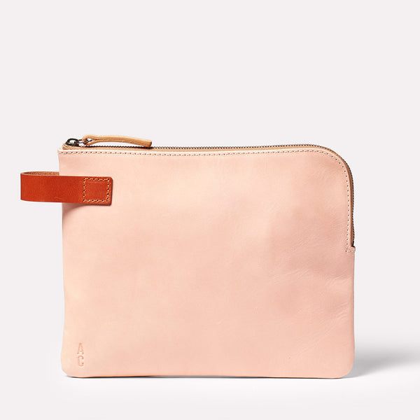 Hocker Tab Large Leather Purse in Light Pink Front