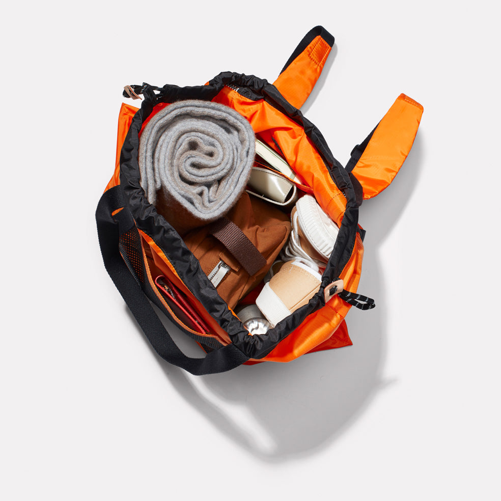 Harvey Packable Drawstring Tote/Backpack in Orange