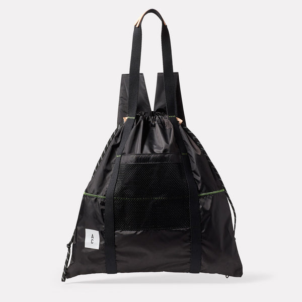 Harvey Packable Drawstring Tote/Backpack in Black front