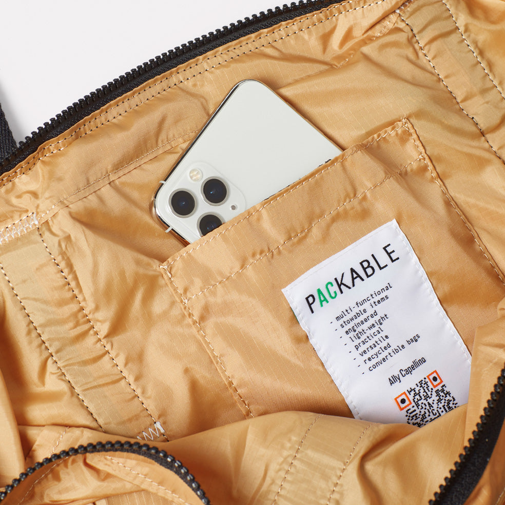 Hank Packable Zip Top Tote/Backpack in Orange