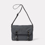 Jeremy Small Waxed Cotton Satchel in Dark Grey front