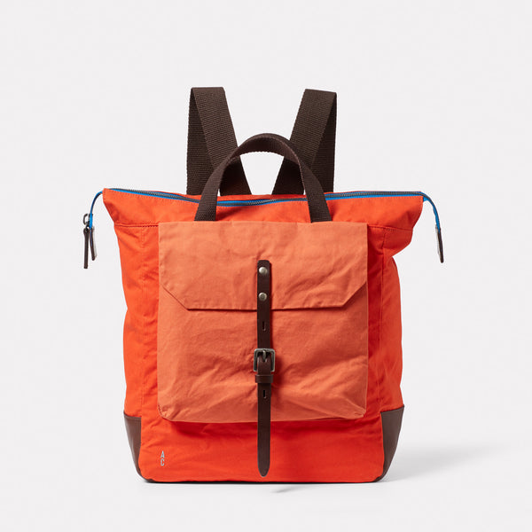 Frances Waxed Cotton Backpack in Teracotta front