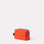 Simon Waxed Cotton Washbag in Teracotta side detail