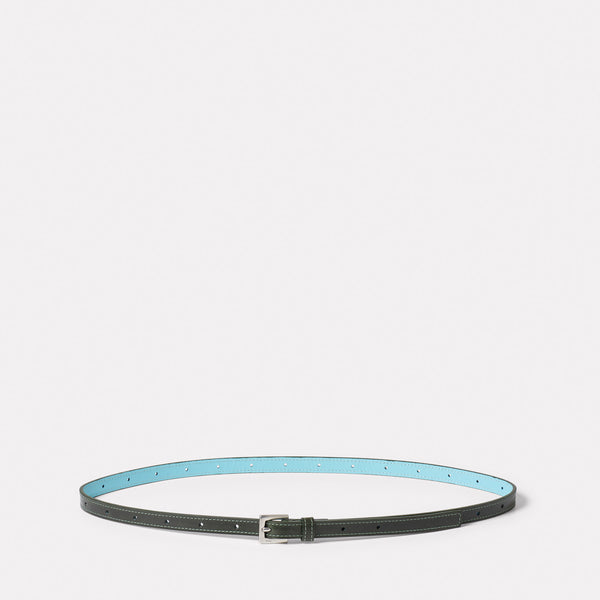 Waste You Want Etty Slim Leather Belt in Green and Blue