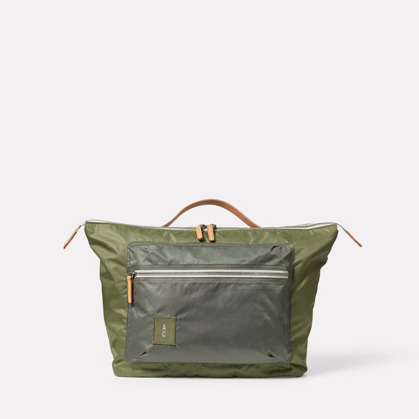 Kai Slouchy Nylon Large Crossbody Bag in Khaki