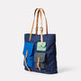 Elsa Surreal Pockets Waxed Cotton Tote Bag in Navy side view