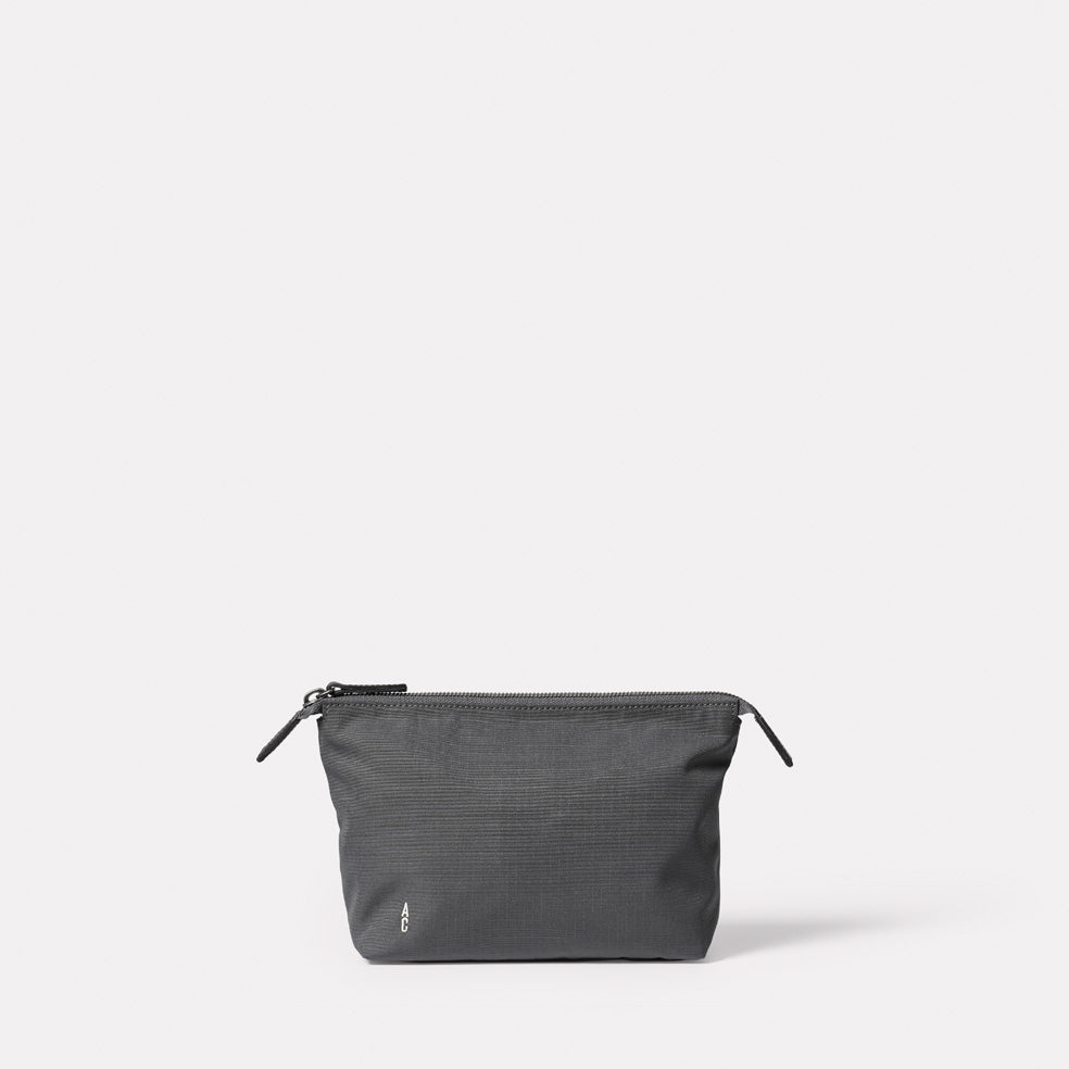 Steve Recycled Ripstop Nylon Washbag in Dark Grey