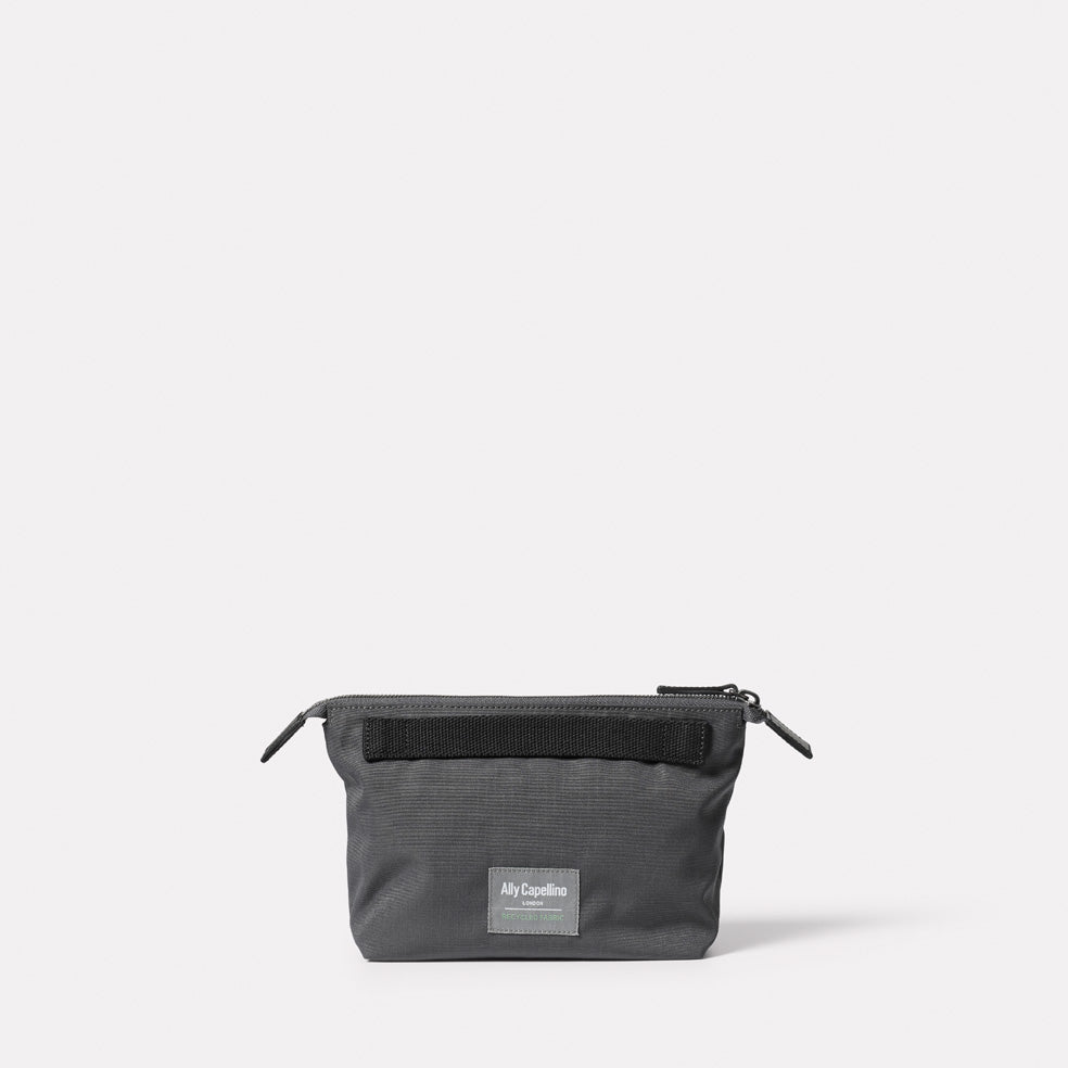 Steve Recycled Ripstop Nylon Washbag in Dark Grey
