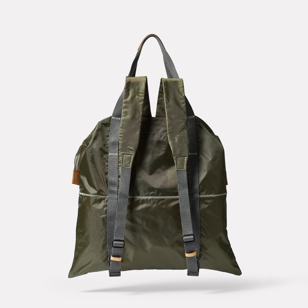 Hank Packable Zip Top Tote/Backpack in Khaki
