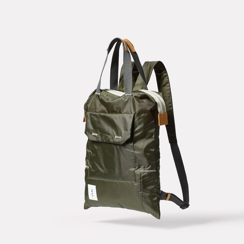 Harry Packable Zip Top Tote/Backpack in Khaki