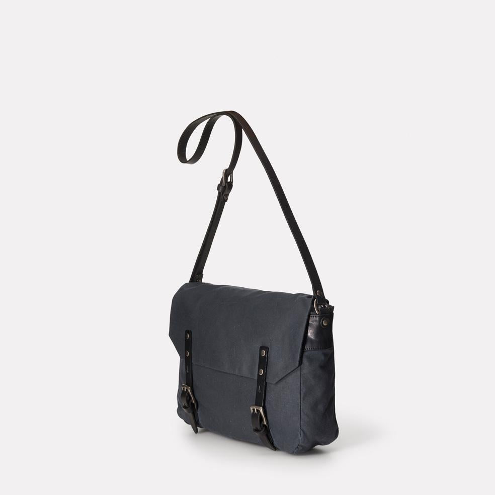 Jez Small Waxed Cotton Satchel in Grey Satchels Ally Capellino