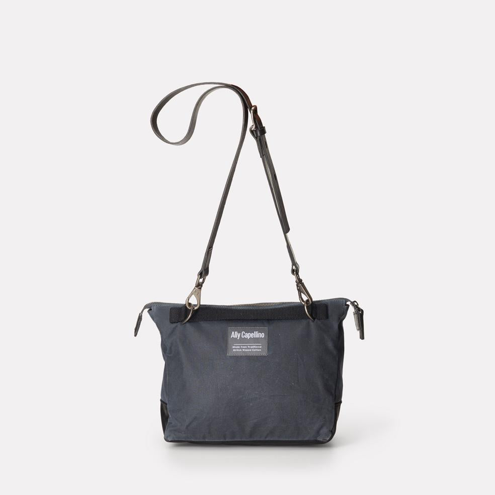 Francesca Waxed Cotton Crossbody Bag in Grey Ally Capellino