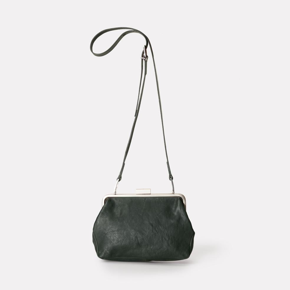 Shirley Calvert Leather Frame Bag in Dark Green