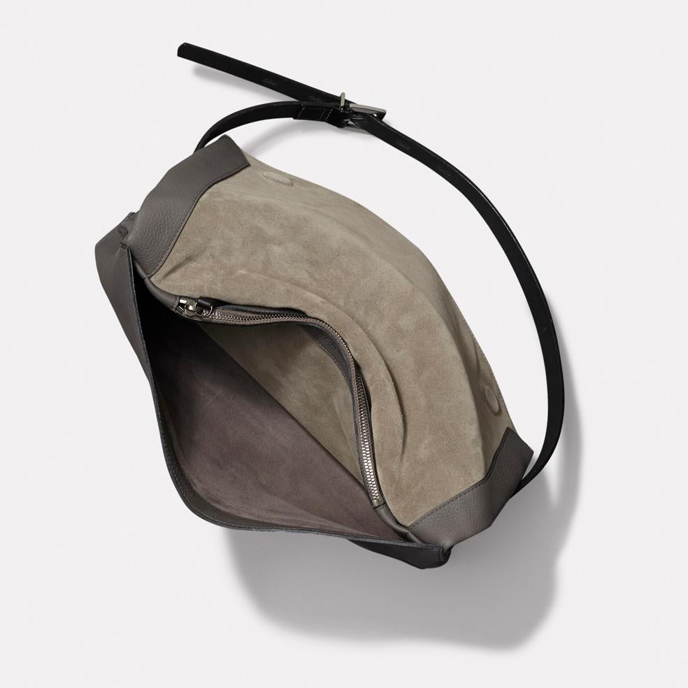 Violet Leather Shoulder Bag in Grey