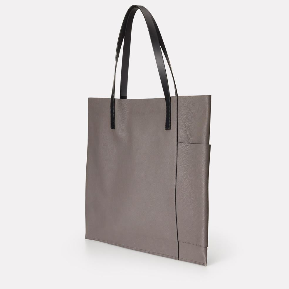 Verity Leather Tote in Grey