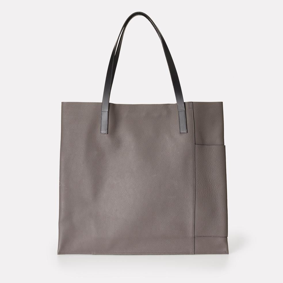 Verity Leather Tote in Grey