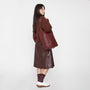 Lloyd Calvert Leather Bucket Bag in Plum