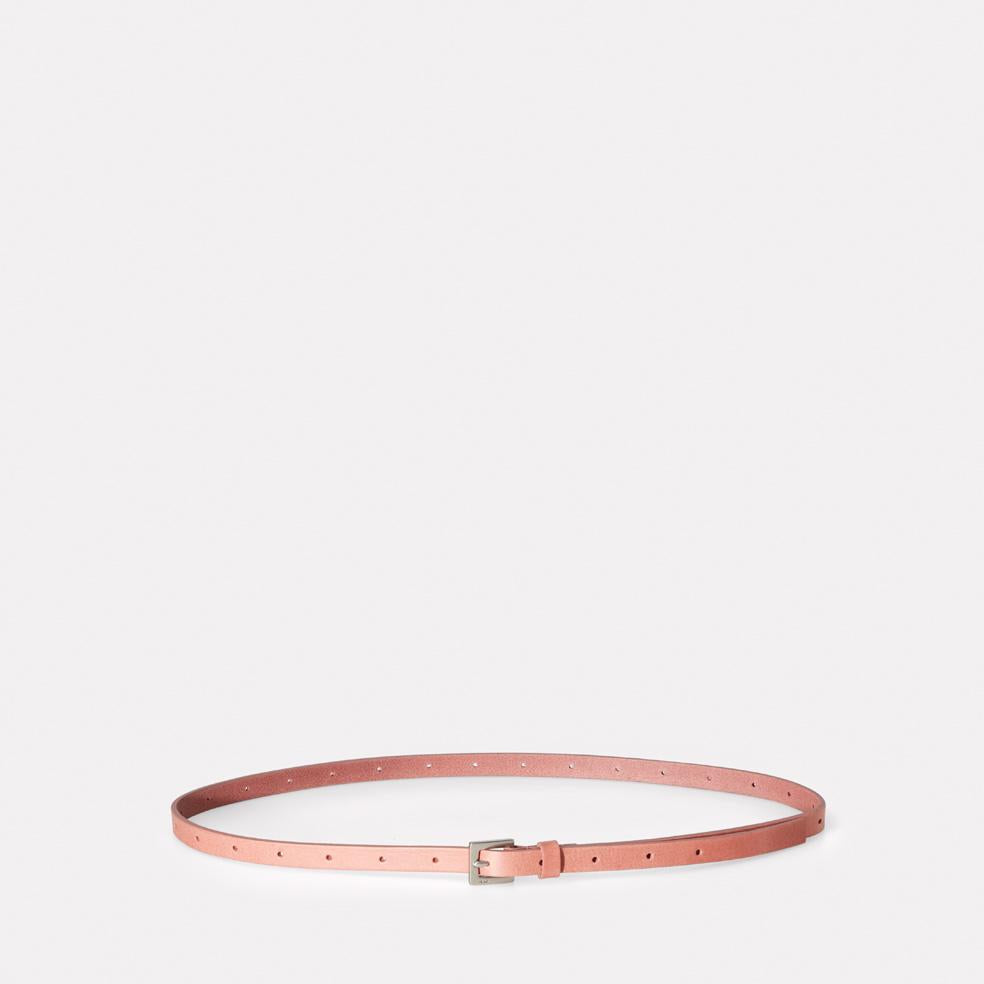Etty Slim Leather Belt in Chalky Pink