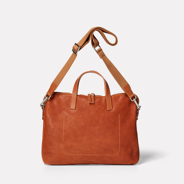 Marcus Calvert Leather Folio Bag in Neutral Tan
