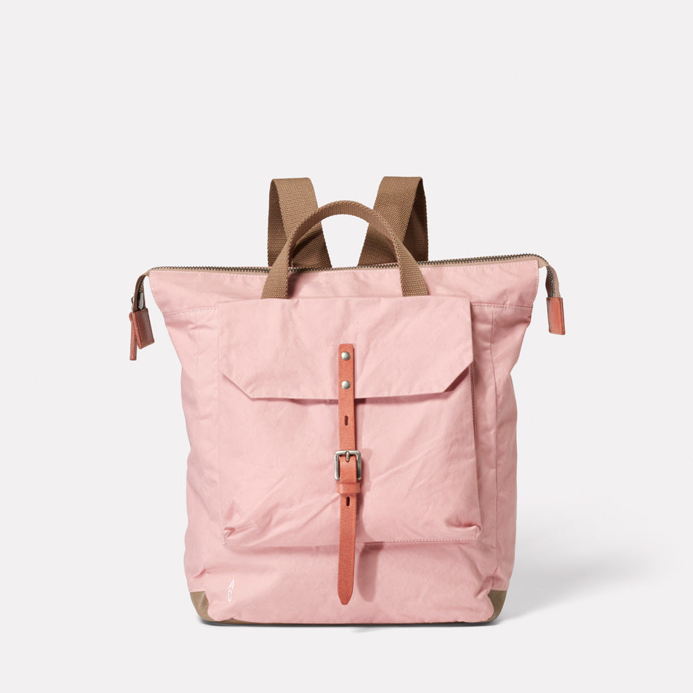 Frances Waxed Cotton Utility Rucksack in Chalky Pink