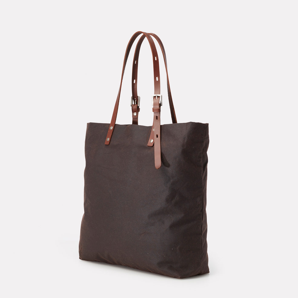 NEW AW18: Natalie Waxed Cotton Tote in Dark Brown | Ally Capellino