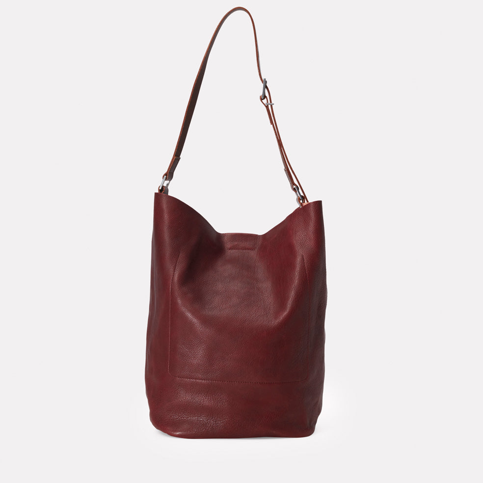 Lloyd Calvert Leather Bucket Bag in Plum