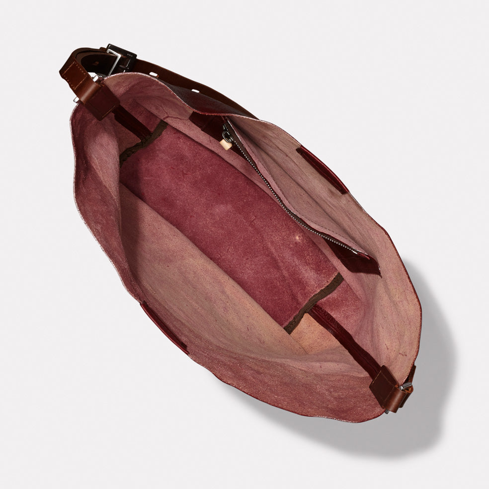Lloyd Calvert Leather Bucket Bag in Plum