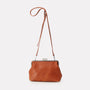 Fox Medium Calvert Leather Crossbody Frame Bag in Tan