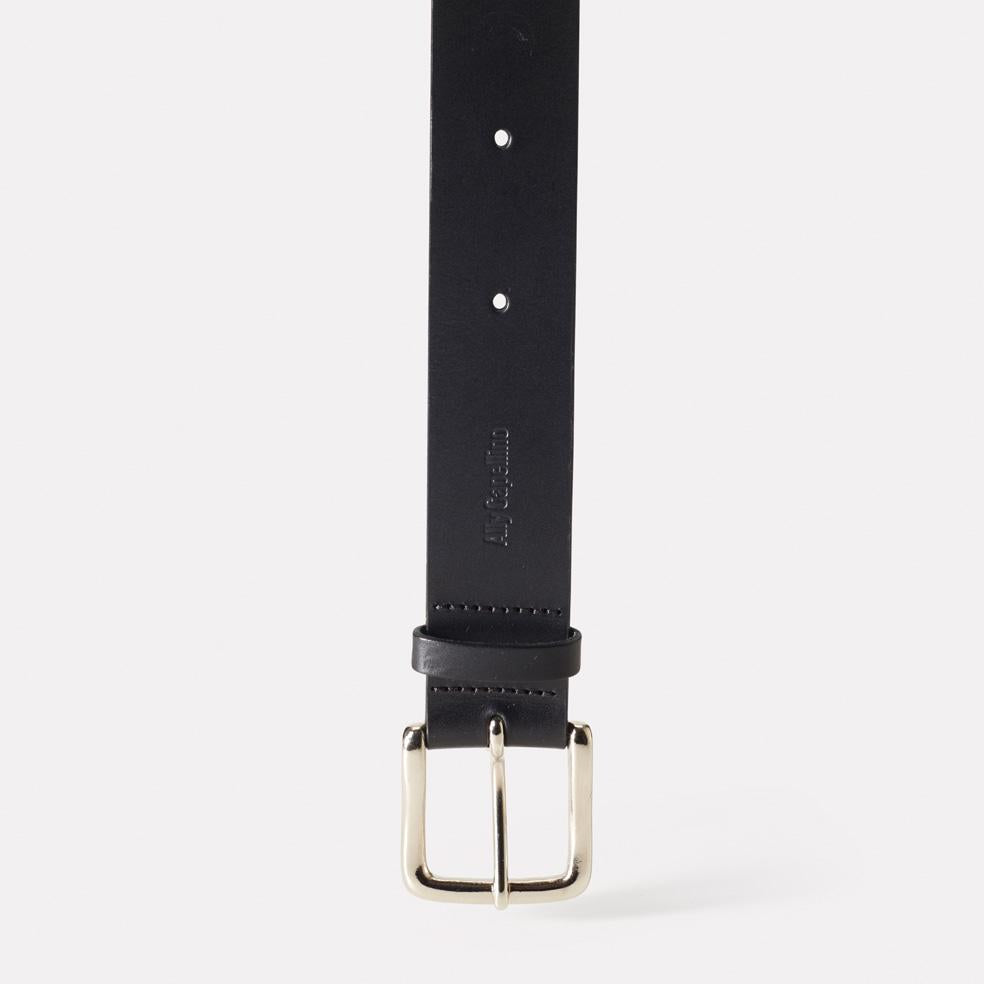 Dennis Wide Leather Belt in Black