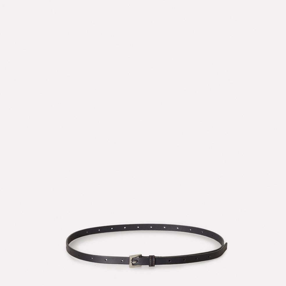 Etty Fully Adjustable Skinny Leather Belt in Black for Women