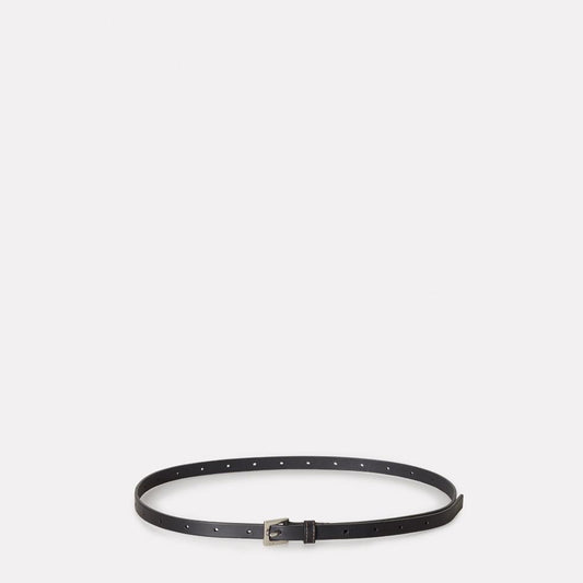 Etty Fully Adjustable Skinny Leather Belt in Black for Women